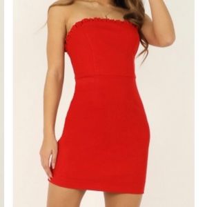 Red Strapless Mini Dress